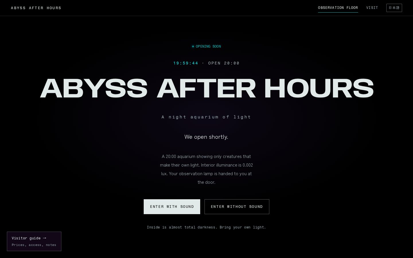 Japanese outdoor website design — ABYSS AFTER HOURS